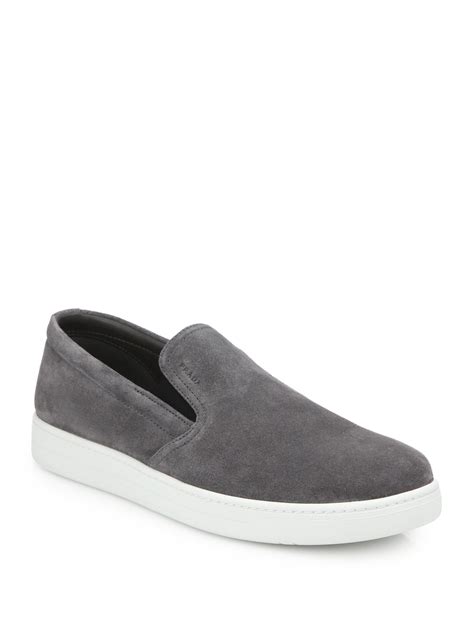 prada mens suede sneakers|Prada men's slip on sneakers.